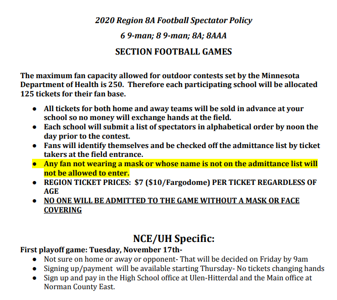 2020 Football Playoff Ticket Info