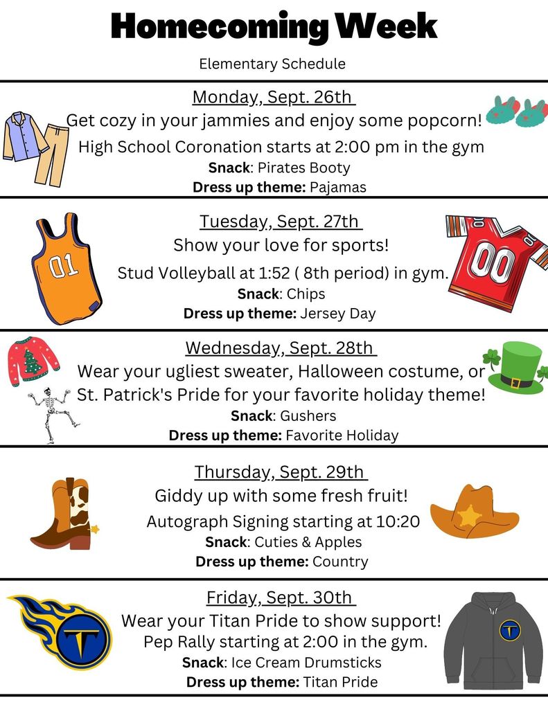 Elementary homecoming schedule 