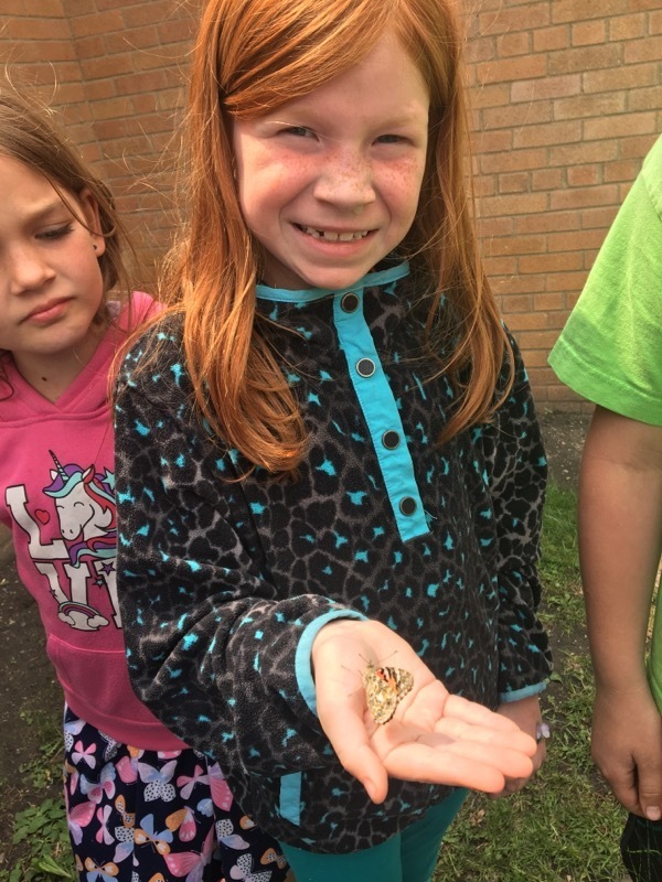 Second graders and their butterflies on release day.